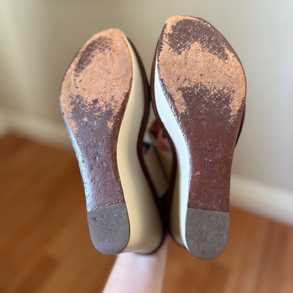 Tory Burch Lexington 110MM Ivory White Leather Platform Wedge Sandals Size 8.5 - Picture 7 of 7